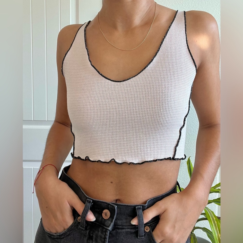 SHEIN - Beige Textured Crop Top